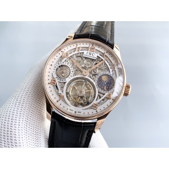 IWC-Portugieser Tourbillon Skeletonized Series IW504501 42mm RG/LE White RG/Num YLF Tourbillon