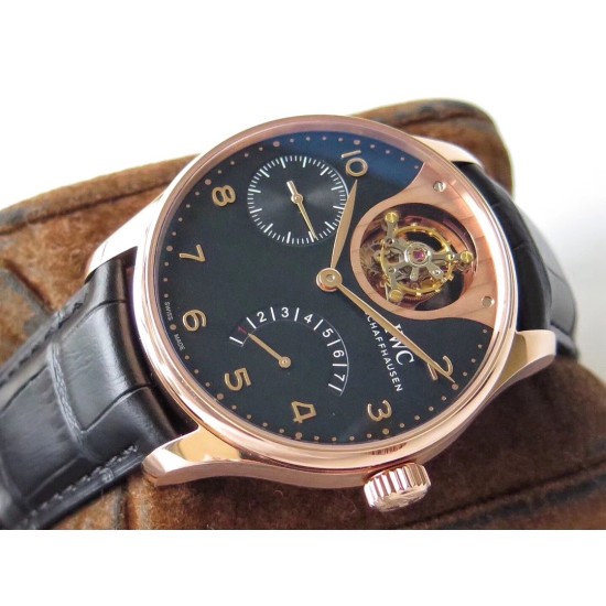 IWC-Portugieser Mystere Tourbillon 44mm RG/LE Black Dial ZF Tourbillon