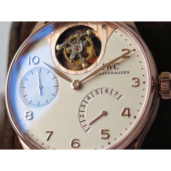 IWC-Portugieser Mystere Tourbillon 44mm RG/LE White Dial ZF Tourbillon