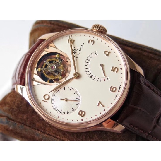 IWC-Portugieser Mystere Tourbillon 44mm RG/LE White Dial ZF Tourbillon