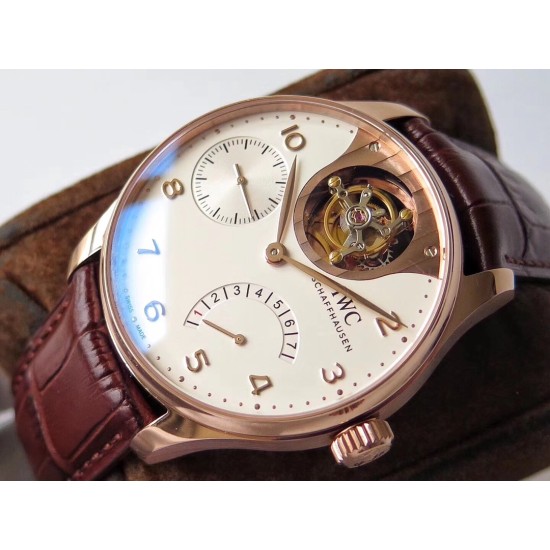 IWC-Portugieser Mystere Tourbillon 44mm RG/LE White Dial ZF Tourbillon