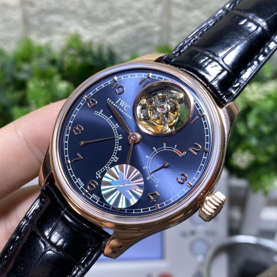 IWC-Portugieser Mystere Tourbillon 44mm RG/LE Blue Dial YLF Tourbillon