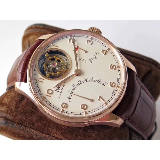 IWC-Portugieser Mystere Tourbillon 44mm RG/LE White Dial ZF Tourbillon