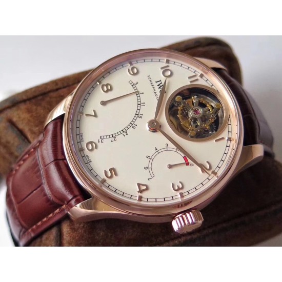 IWC-Portugieser Mystere Tourbillon 44mm RG/LE White Dial ZF Tourbillon