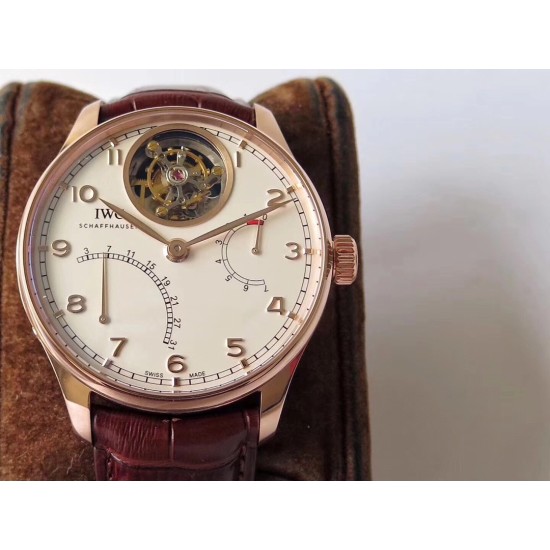 IWC-Portugieser Mystere Tourbillon 44mm RG/LE White Dial ZF Tourbillon
