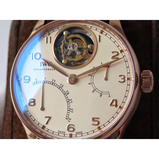 IWC-Portugieser Mystere Tourbillon 44mm RG/LE White Dial ZF Tourbillon