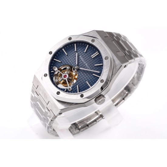 Audemars Piguet-Royal Oak Tourbillon 41mm SS/SS Blue/Stk R8F V2 Flying Tourbillon