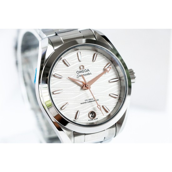  Omega-Aqua Terra 150M 34mm Ladies SS/SS Wht/R.Stk VSF A8800
