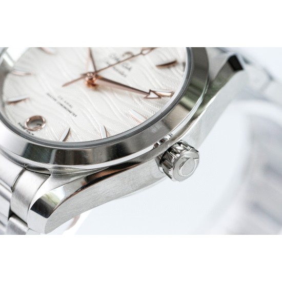  Omega-Aqua Terra 150M 34mm Ladies SS/SS Wht/R.Stk VSF A8800