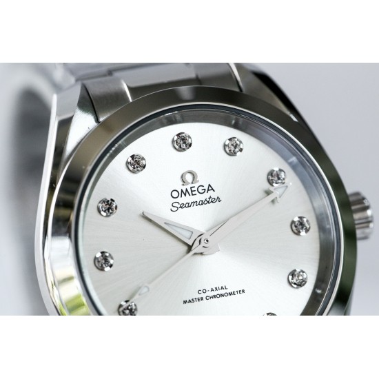  Omega-Aqua Terra 150M 34mm Ladies SS/SS S.Wht/Dm VSF A8800