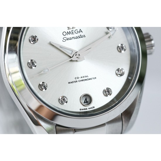  Omega-Aqua Terra 150M 34mm Ladies SS/SS S.Wht/Dm VSF A8800