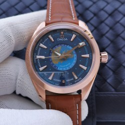 Omega-Aqua Terra 150M 43mm Worldtimer RG/LE Blue Dial VSF A8938