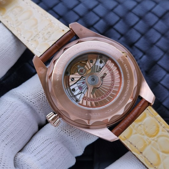 Omega-Aqua Terra 150M 43mm Worldtimer Diamonds RG/LE Blue Dial VSF A8938