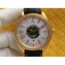 Omega-Aqua Terra 150M 43mm Worldtimer Diamonds YG/LE White Dial VSF A8938