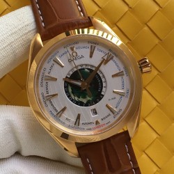 Omega-Aqua Terra 150M 43mm Worldtimer YG/LE White Dial VSF A8938