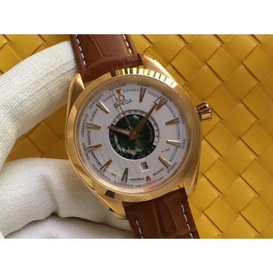 Omega-Aqua Terra 150M 43mm Worldtimer YG/LE White Dial VSF A8938