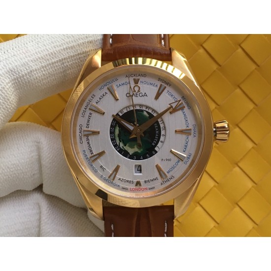 Omega-Aqua Terra 150M 43mm Worldtimer YG/LE White Dial VSF A8938