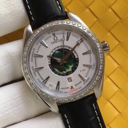 Omega-Aqua Terra 150M 43mm Worldtimer Diamonds SS/LE White Dial VSF A8938