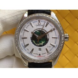 Omega-Aqua Terra 150M 43mm Worldtimer Diamonds SS/LE White Dial VSF A8938