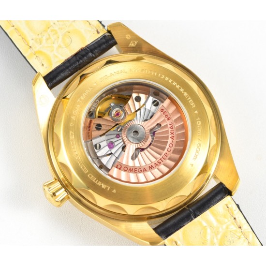 Omega-Aqua Terra 150M 43mm Worldtimer Diamonds YG/LE Blue Dial GBF A8938