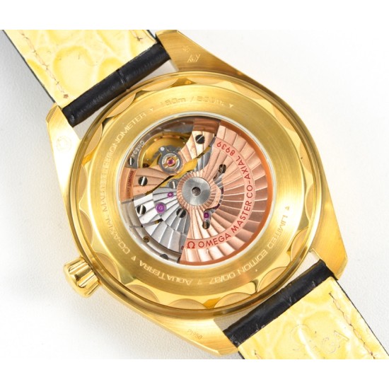 Omega-Aqua Terra 150M 43mm Worldtimer YG/LE Blue Dial GBF A8938