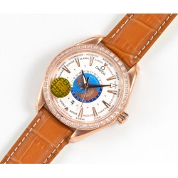 Omega-Aqua Terra 150M 43mm Worldtimer Diamonds RG/LE White Dial GBF A8938