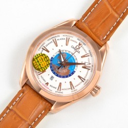 Omega-Aqua Terra 150M 43mm Worldtimer RG/LE White Dial GBF A8938