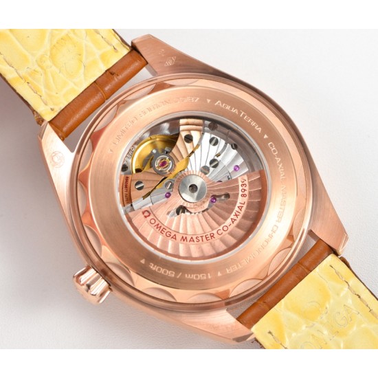 Omega-Aqua Terra 150M 43mm Worldtimer Diamonds RG/LE Blue Dial GBF A8938