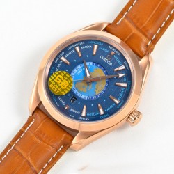 Omega-Aqua Terra 150M 43mm Worldtimer RG/LE Blue Dial GBF A8938