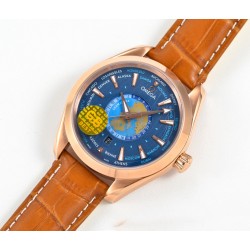 Omega-Aqua Terra 150M 43mm Worldtimer RG/LE Blue Dial GBF A8938