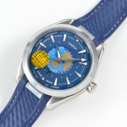 Omega-Aqua Terra 150M 43mm Worldtimer SS/RU Blue Dial GBF A8938