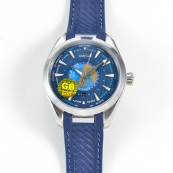 Omega-Aqua Terra 150M 43mm Worldtimer SS/RU Blue Dial GBF A8938
