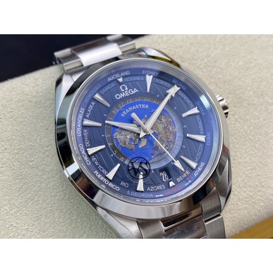 Omega-Aqua Terra 150M 43mm Worldtimer SS/SS Blue Dial VSF A8938