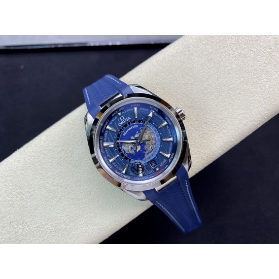 Omega-Aqua Terra 150M 43mm Worldtimer SS/RU Blue Dial VSF A8938