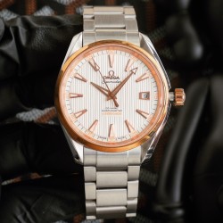 Omega-Aqua Terra 150M 41mm SS/SS Rose Gold Bezel White Dial GDF A8500