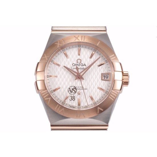 Omega-Constellation Co-Axial 38mm RG/SS White VSF Asia 8500