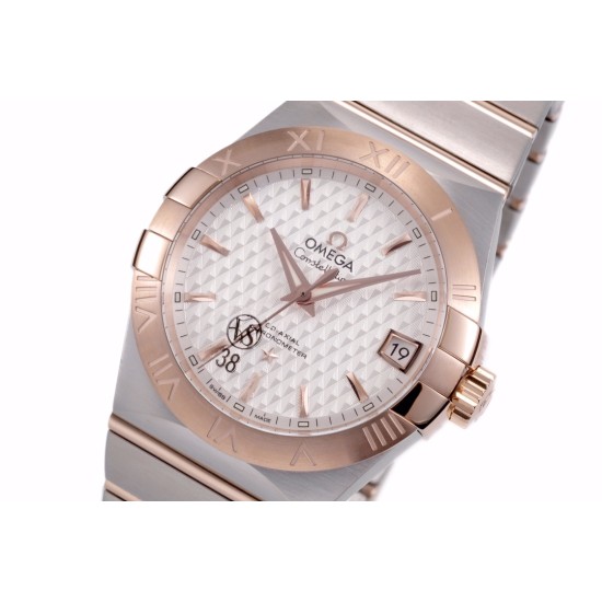Omega-Constellation Co-Axial 38mm RG/SS White VSF Asia 8500
