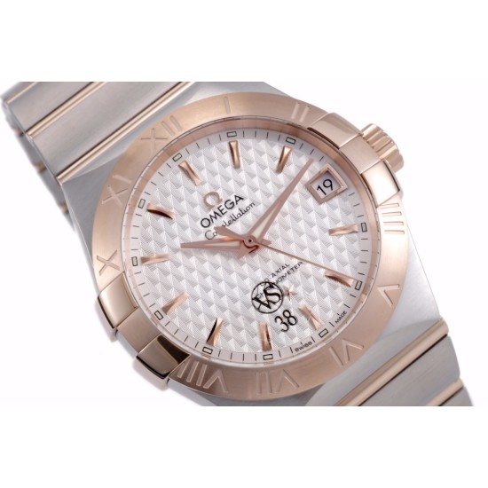 Omega-Constellation Co-Axial 38mm RG/SS White VSF Asia 8500