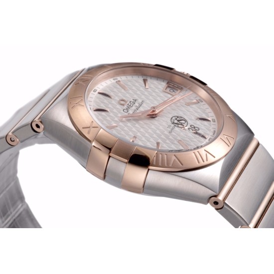 Omega-Constellation Co-Axial 38mm RG/SS White VSF Asia 8500
