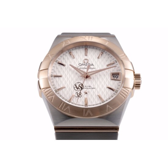 Omega-Constellation Co-Axial 38mm RG/SS White VSF Asia 8500