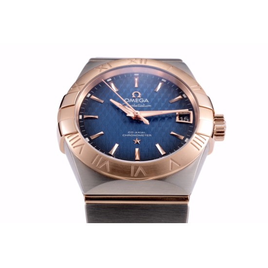  Omega-Constellation Co-Axial 38mm RG/SS Blue VSF Asia 8500