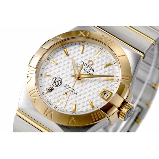  Omega-Constellation Co-Axial 38mm YG/SS White VSF Asia 8500