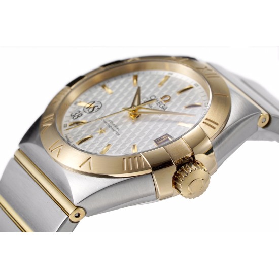  Omega-Constellation Co-Axial 38mm YG/SS White VSF Asia 8500