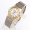  Omega-Constellation Ladies 28mm YG/SS Wht MOP Stk 8848F Swiss Qtz