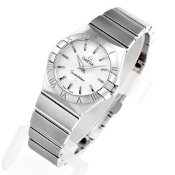  Omega-Constellation Ladies 28mm SS/SS Wht MOP Stk 8848F Swiss Qtz