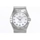  Omega-Constellation Ladies 28mm SS/SS White MOP Diamonds IWC-Marker 8848F Swiss Qtz