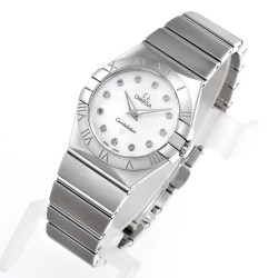  Omega-Constellation Ladies 28mm SS/SS White MOP Diamonds IWC-Marker 8848F Swiss Qtz