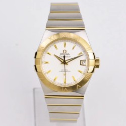  Omega-Constellation Co-Axial 38mm YG/SS White VSF Asia 8500