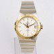  Omega-Constellation Co-Axial 38mm YG/SS White VSF Asia 8500