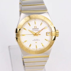  Omega-Constellation Co-Axial 38mm YG/SS White VSF Asia 8500